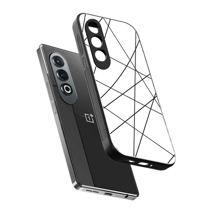 Geomatric White sleek oneplus nord ce 4 cover with tempered glass back and TPU edges