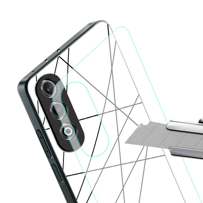 Geomatric White stylish phone case for oneplus nord ce 4 | glossy glass and slim fit