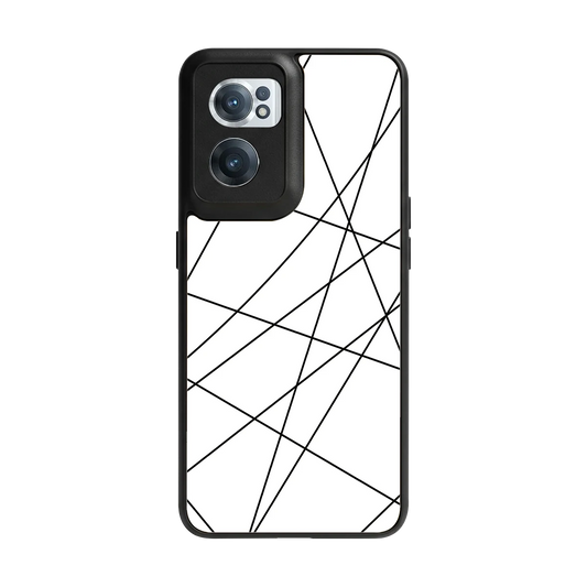 Geomatric White back phone cover | glass case for oneplus nord ce 2