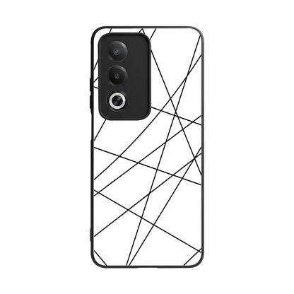 Geomatric White back phone cover | glass case for oppo a3 pro