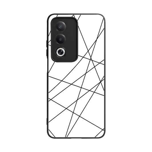 Geomatric White back phone cover | glass case for oppo a3 pro