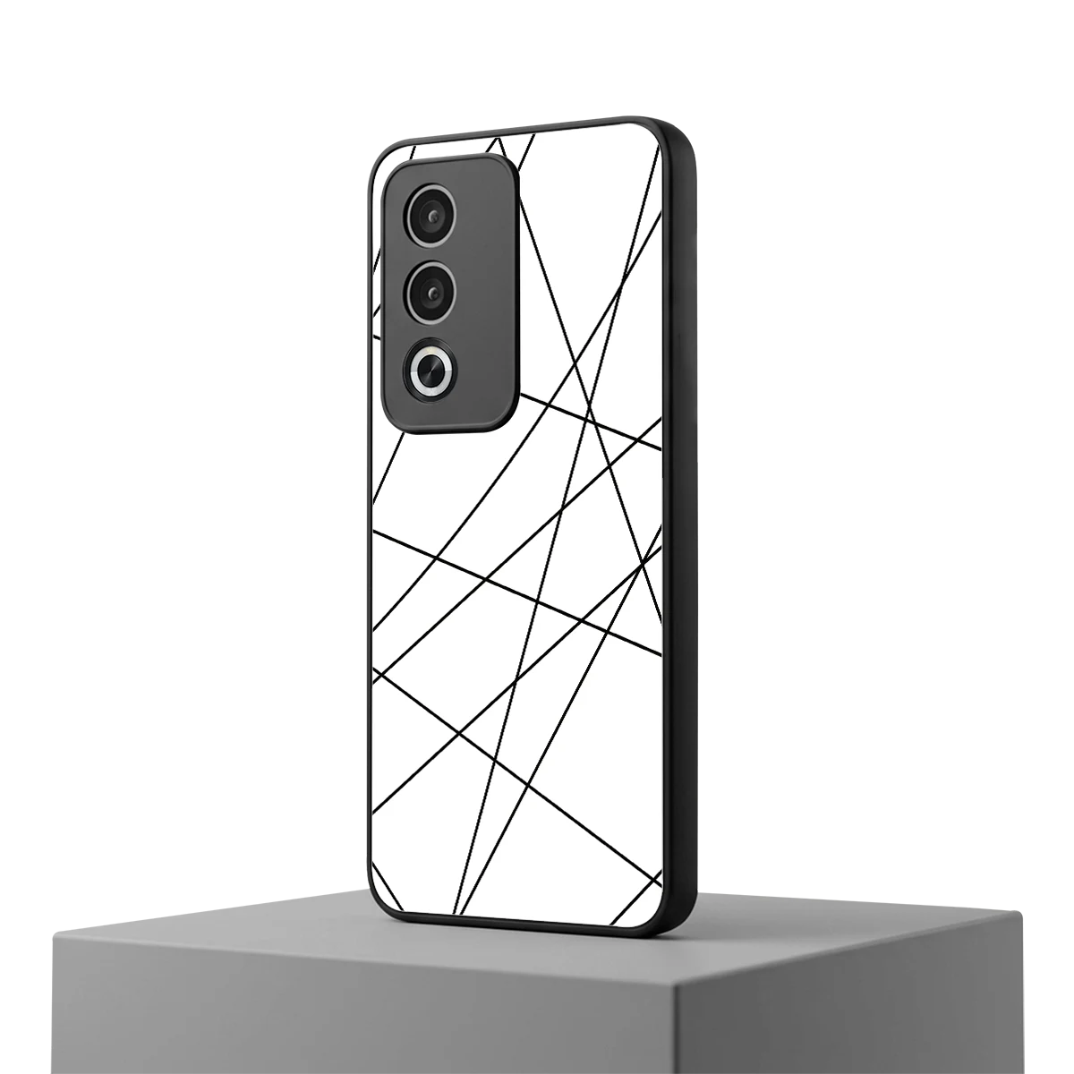 Geomatric White oppo a3 pro mobile cover | shockproof glass phone case