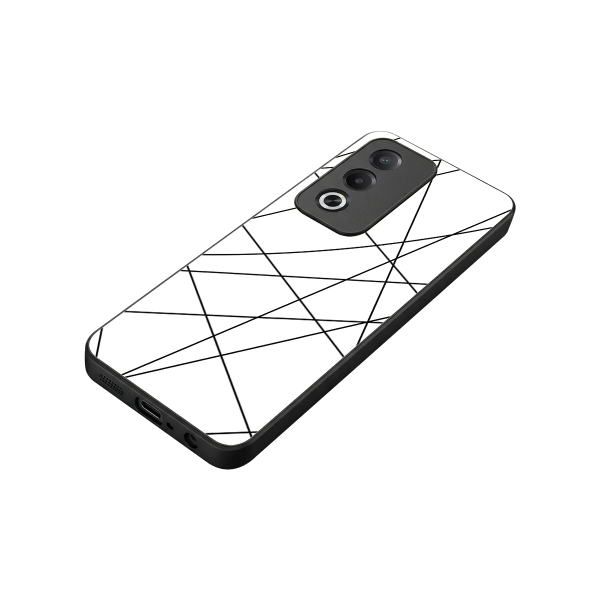 Geomatric White stylish phone case for oppo a3 pro | glossy glass and slim fit