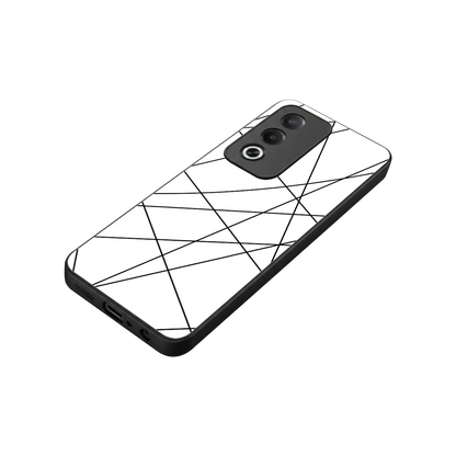 Geomatric White stylish phone case for oppo a3 pro | glossy glass and slim fit