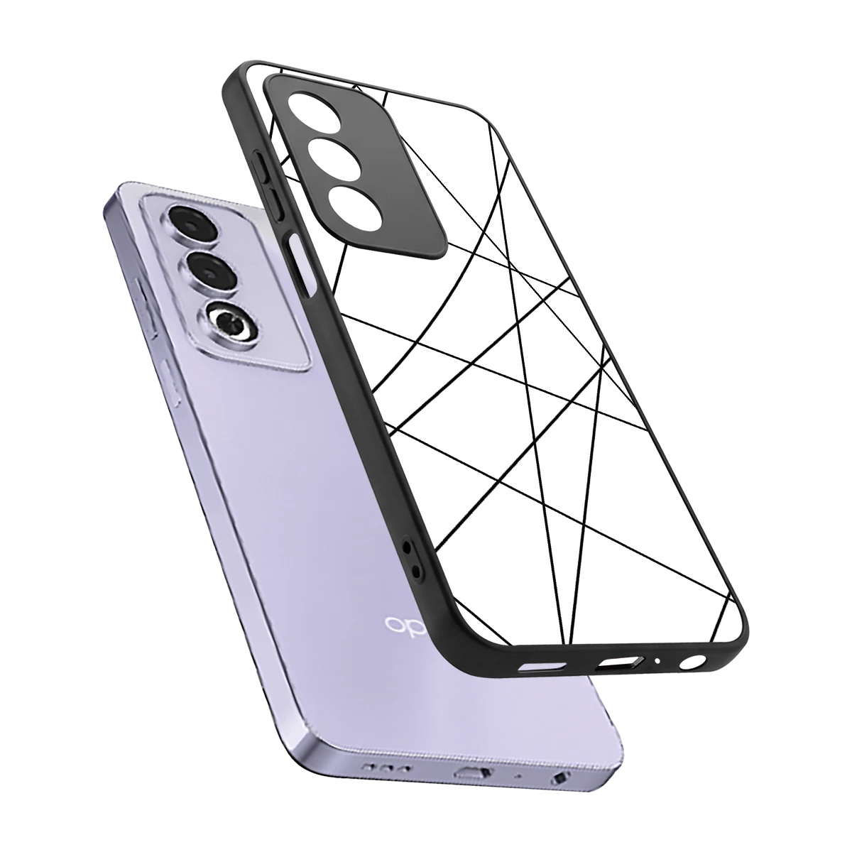 Geomatric White sleek oppo a3 pro cover with tempered glass back and TPU edges