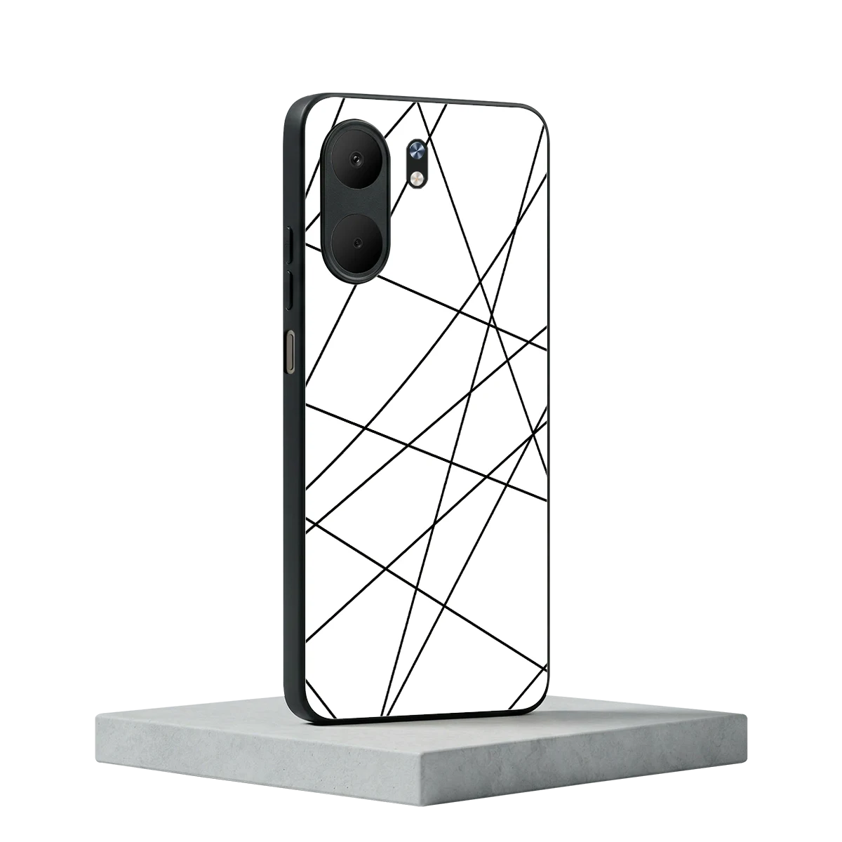 Geomatric White oppo a5x 5g mobile cover | shockproof glass phone case