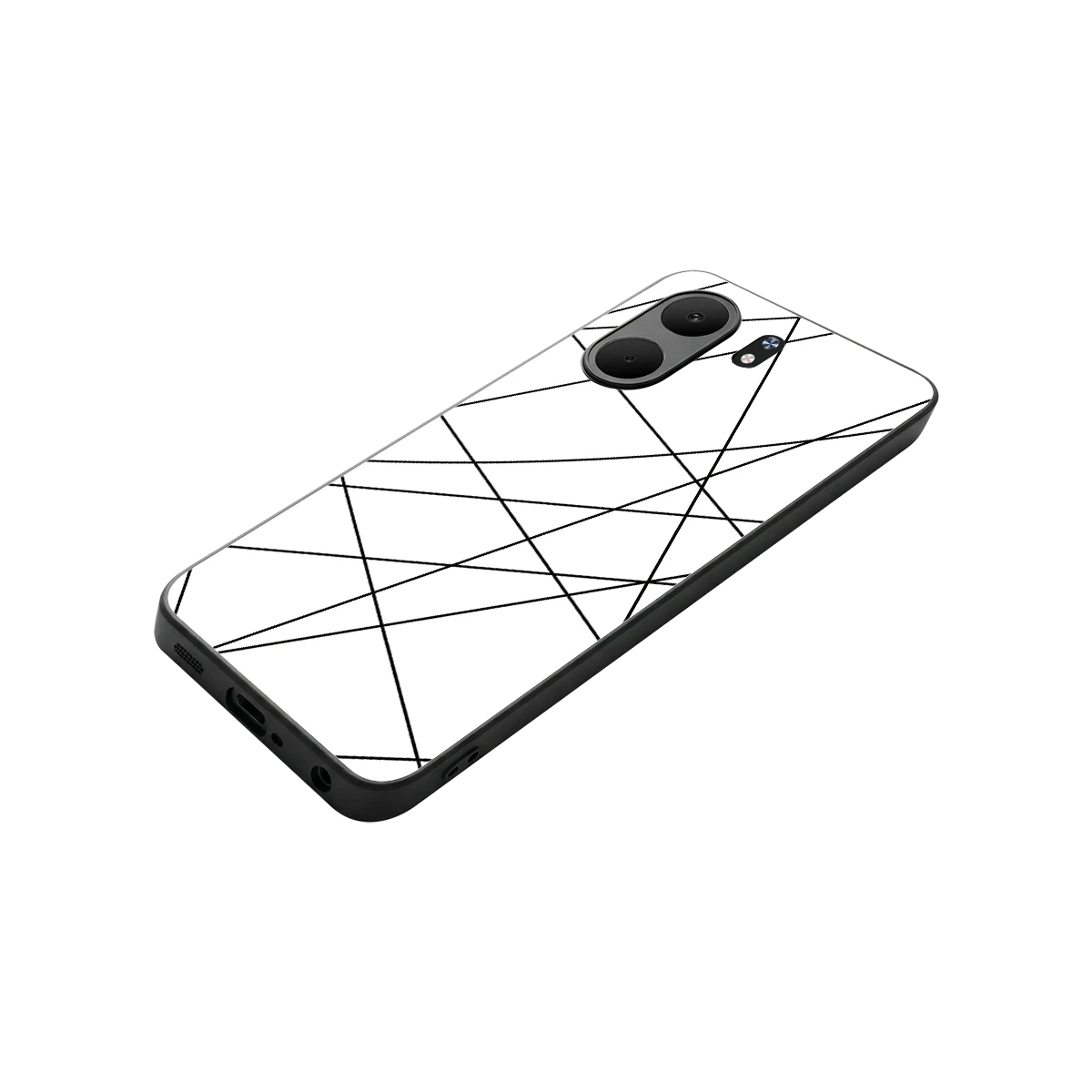 Geomatric White stylish phone case for oppo a5x 5g | glossy glass and slim fit
