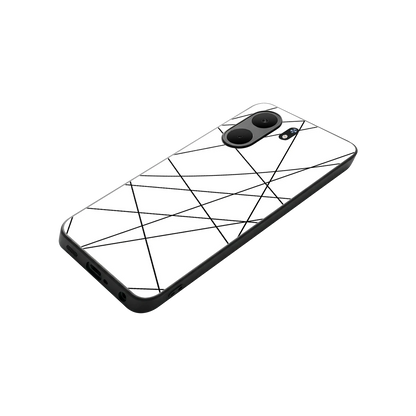 Geomatric White stylish phone case for oppo a5x 5g | glossy glass and slim fit