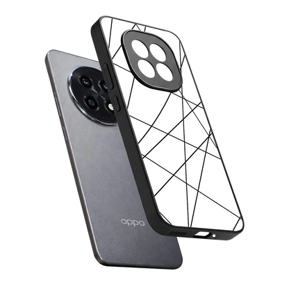 Geomatric White sleek oppo f29 pro 5g cover with tempered glass back and TPU edges