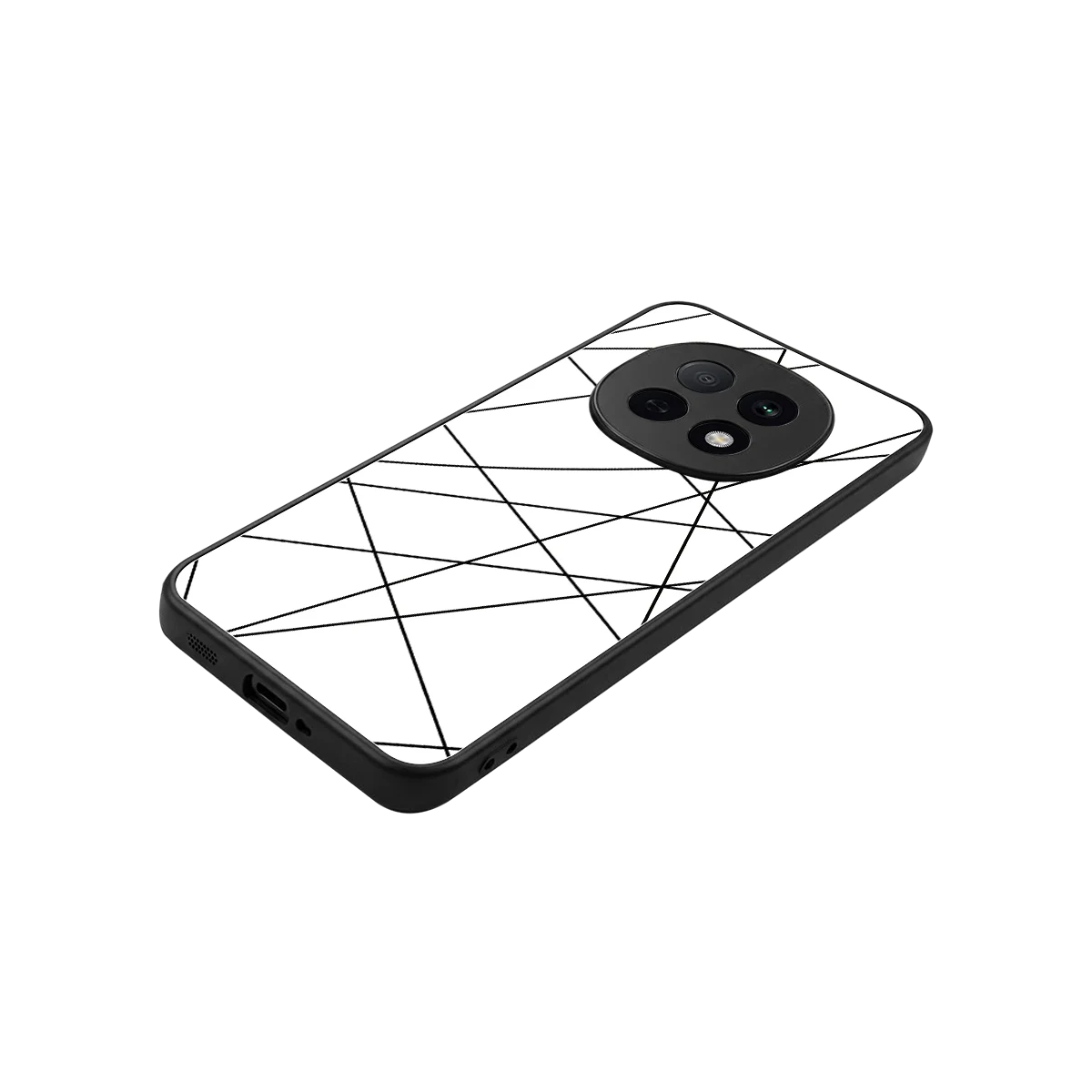 Geomatric White stylish phone case for oppo f29 pro 5g | glossy glass and slim fit
