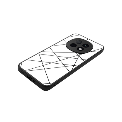 Geomatric White stylish phone case for oppo f29 pro 5g | glossy glass and slim fit