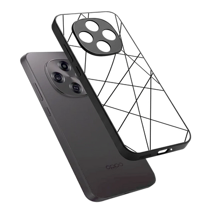 Geomatric White sleek oppo f31 pro 5g cover with tempered glass back and TPU edges