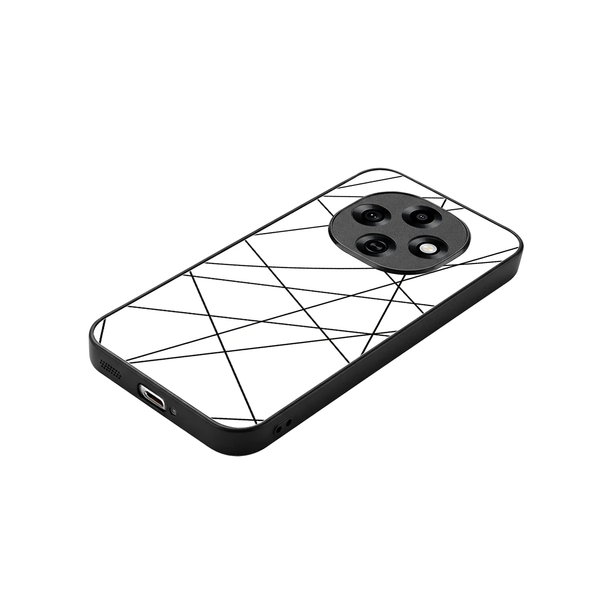 Geomatric White stylish phone case for oppo f31 pro 5g | glossy glass and slim fit