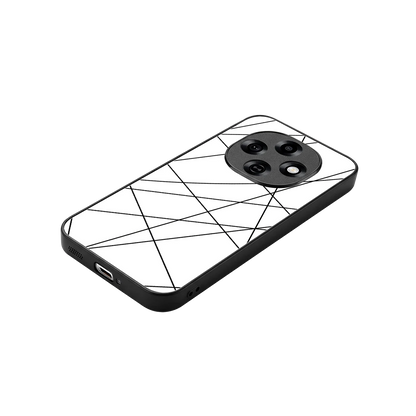 Geomatric White stylish phone case for oppo f31 pro 5g | glossy glass and slim fit