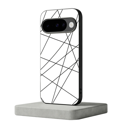 Geomatric White google pixel 10 mobile cover | shockproof glass phone case