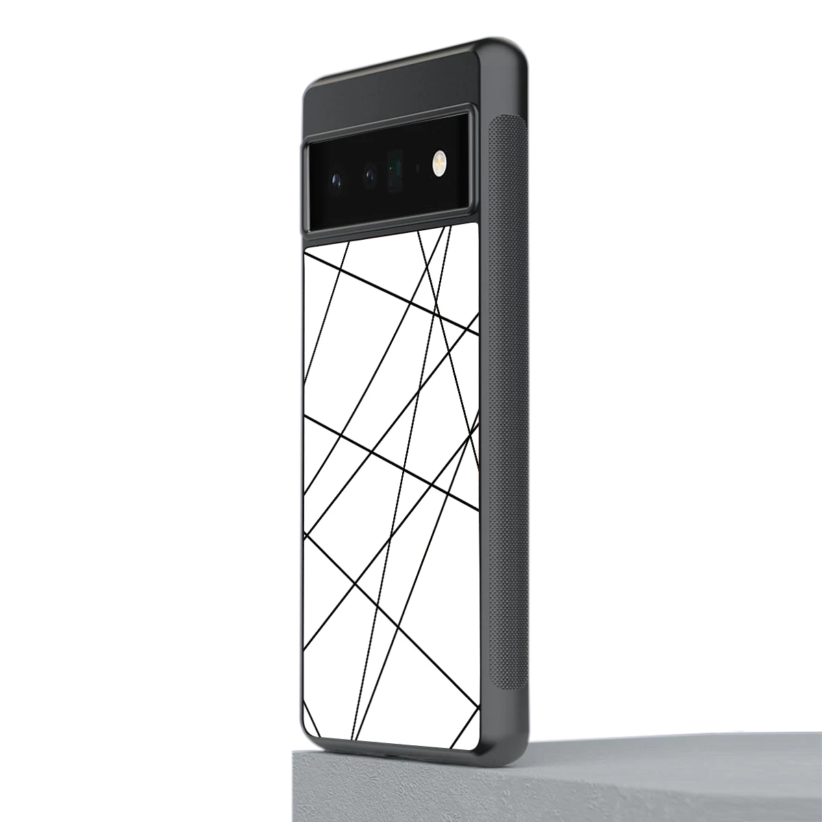 Geomatric White stylish phone case for google pixel 6 pro | glossy glass and slim fit