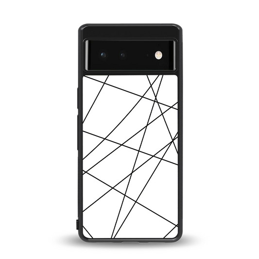 Geomatric White back phone cover | glass case for google pixel 6a