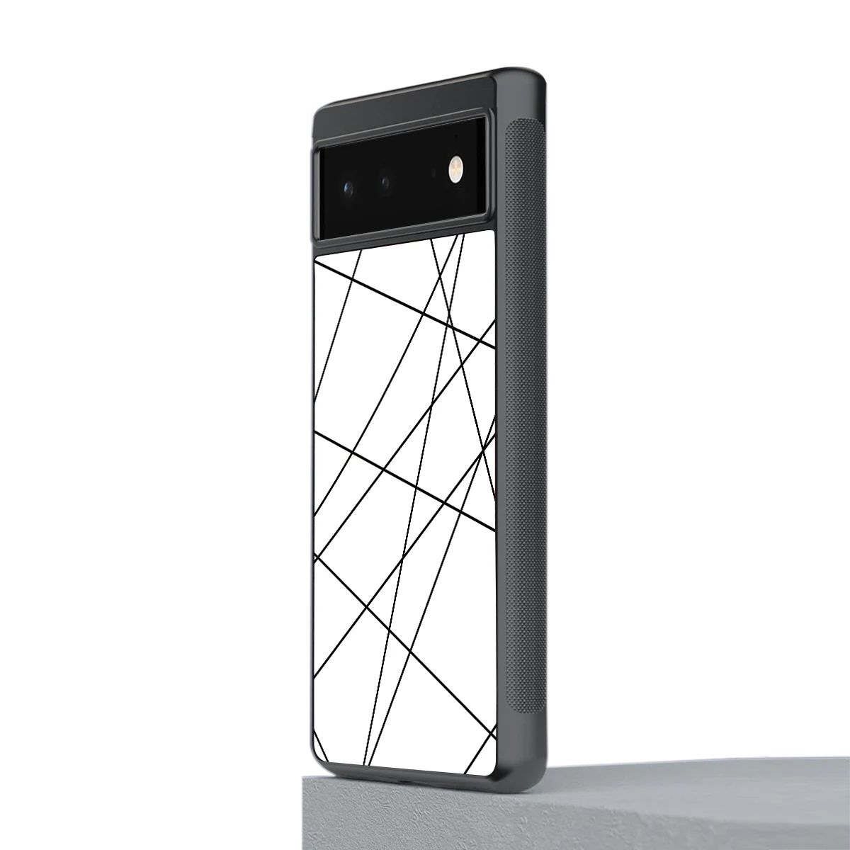 Geomatric White stylish phone case for google pixel 6 | glossy glass and slim fit
