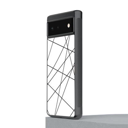 Geomatric White stylish phone case for google pixel 6 | glossy glass and slim fit