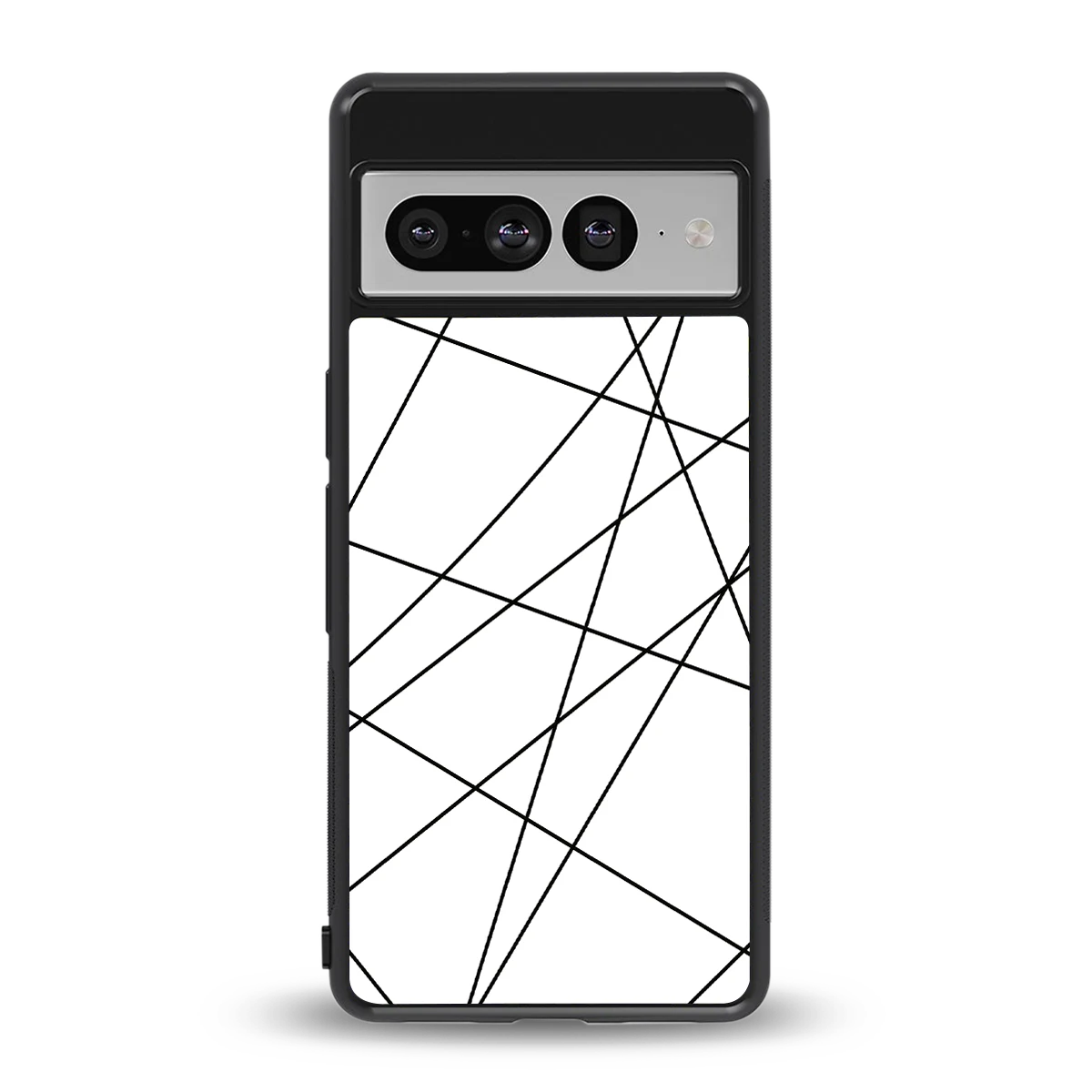 Geomatric White back phone cover | glass case for google pixel 7 pro