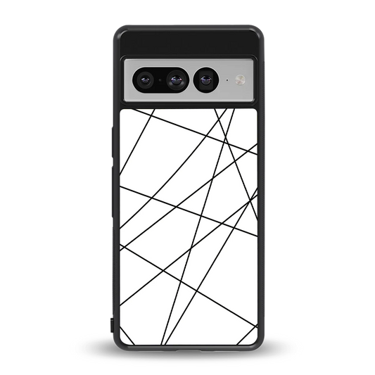 Geomatric White back phone cover | glass case for google pixel 7 pro