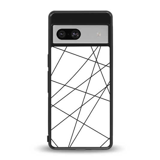 Geomatric White back phone cover | glass case for google pixel 7a