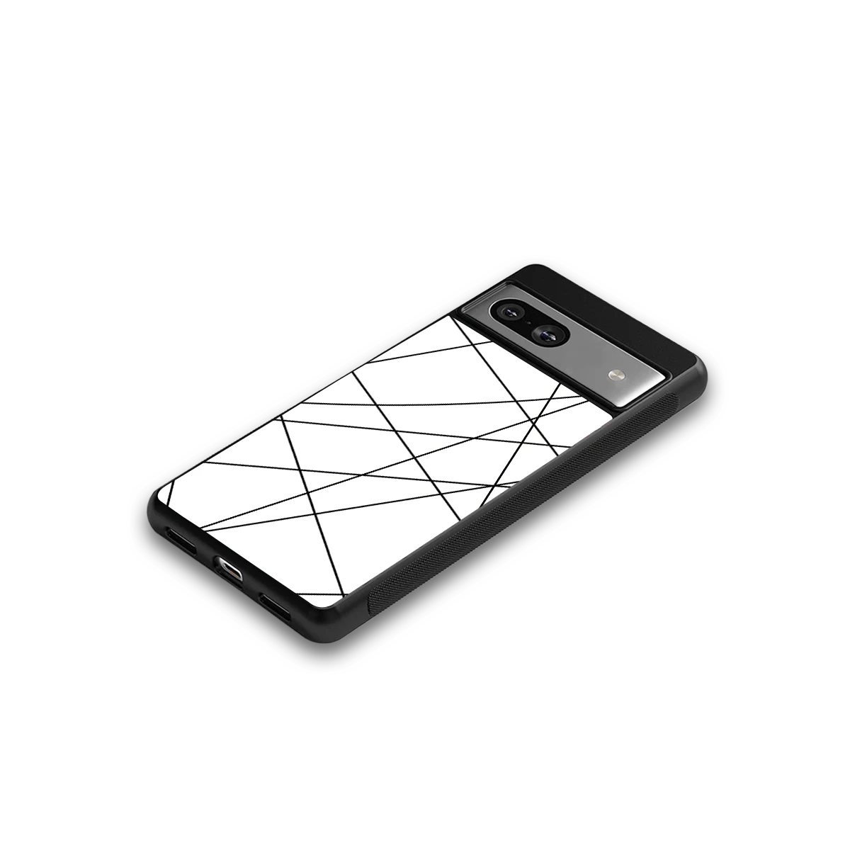 Geomatric White google pixel 7a mobile cover | shockproof glass phone case
