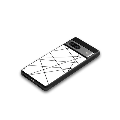 Geomatric White google pixel 7a mobile cover | shockproof glass phone case