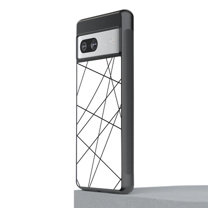Geomatric White stylish phone case for google pixel 7a | glossy glass and slim fit