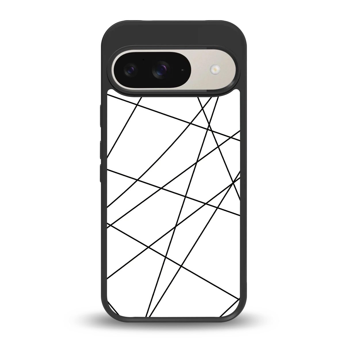Geomatric White back phone cover | glass case for google pixel 9