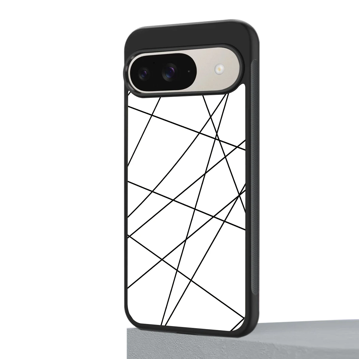 Geomatric White google pixel 9 mobile cover | shockproof glass phone case