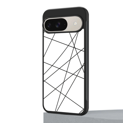 Geomatric White google pixel 9 mobile cover | shockproof glass phone case