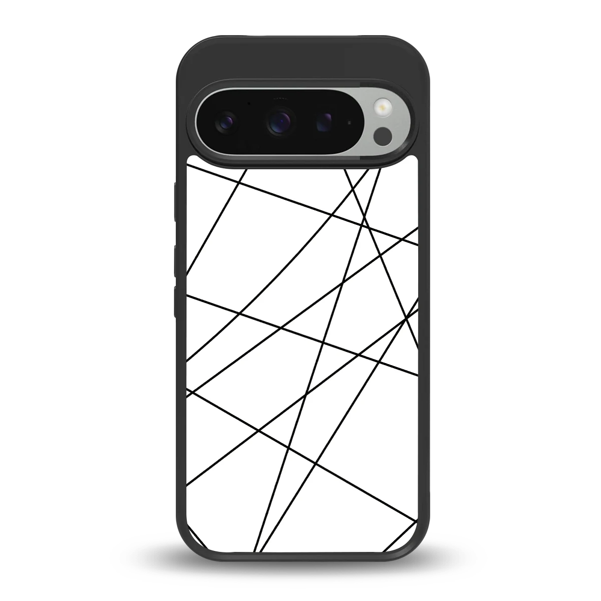 Geomatric White back phone cover | glass case for google pixel 9 pro xl