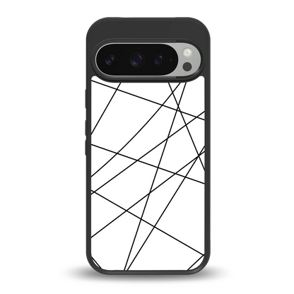 Geomatric White back phone cover | glass case for google pixel 9 pro xl
