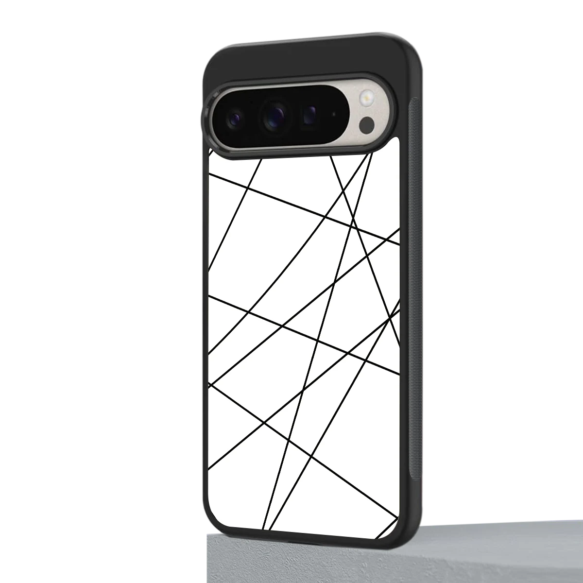 Geomatric White google pixel 9 pro mobile cover | shockproof glass phone case