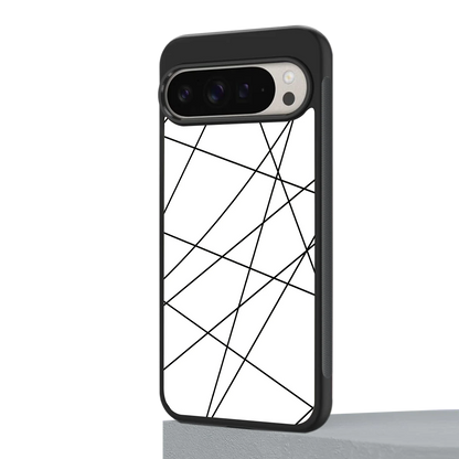 Geomatric White google pixel 9 pro mobile cover | shockproof glass phone case