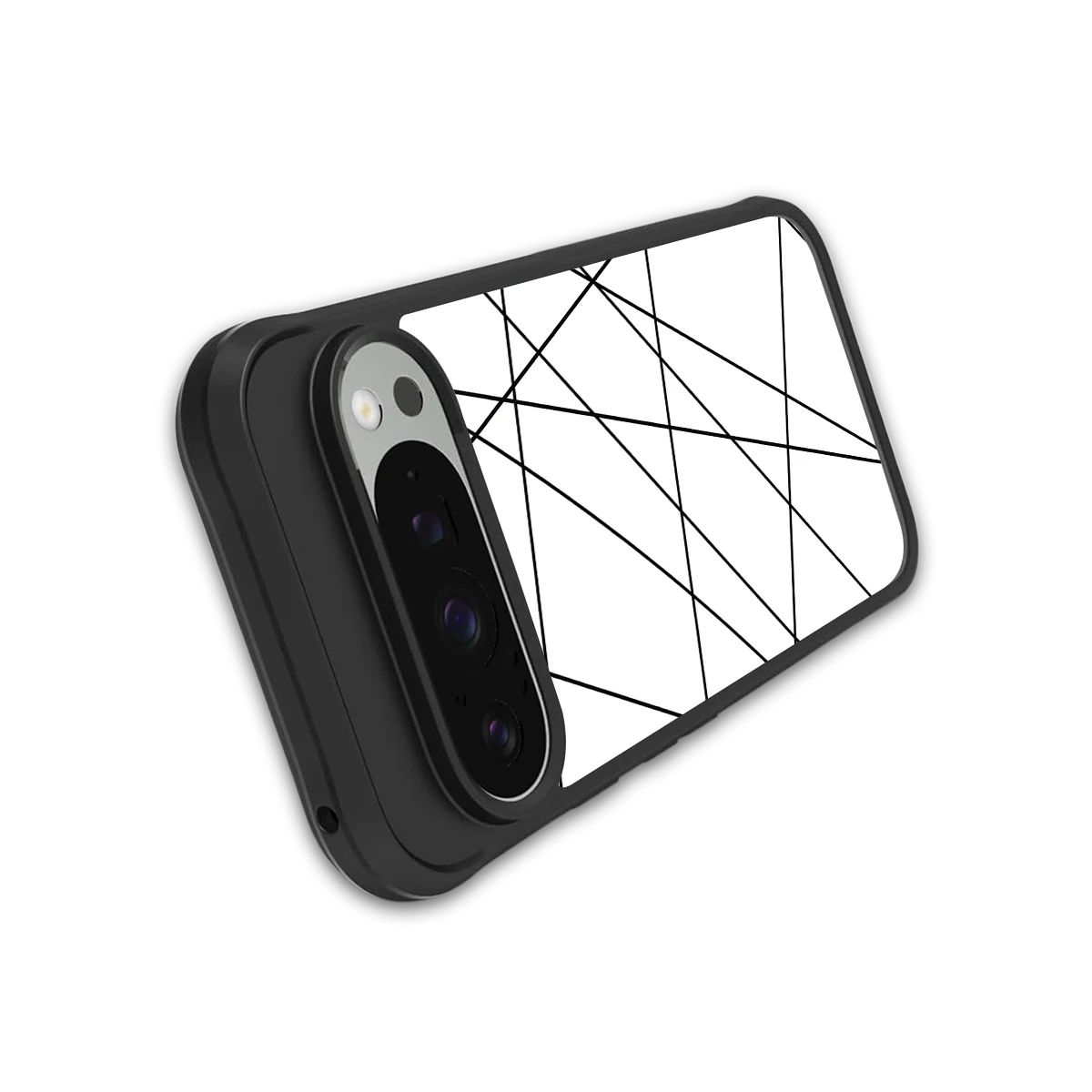Geomatric White stylish phone case for google pixel 9 pro xl | glossy glass and slim fit