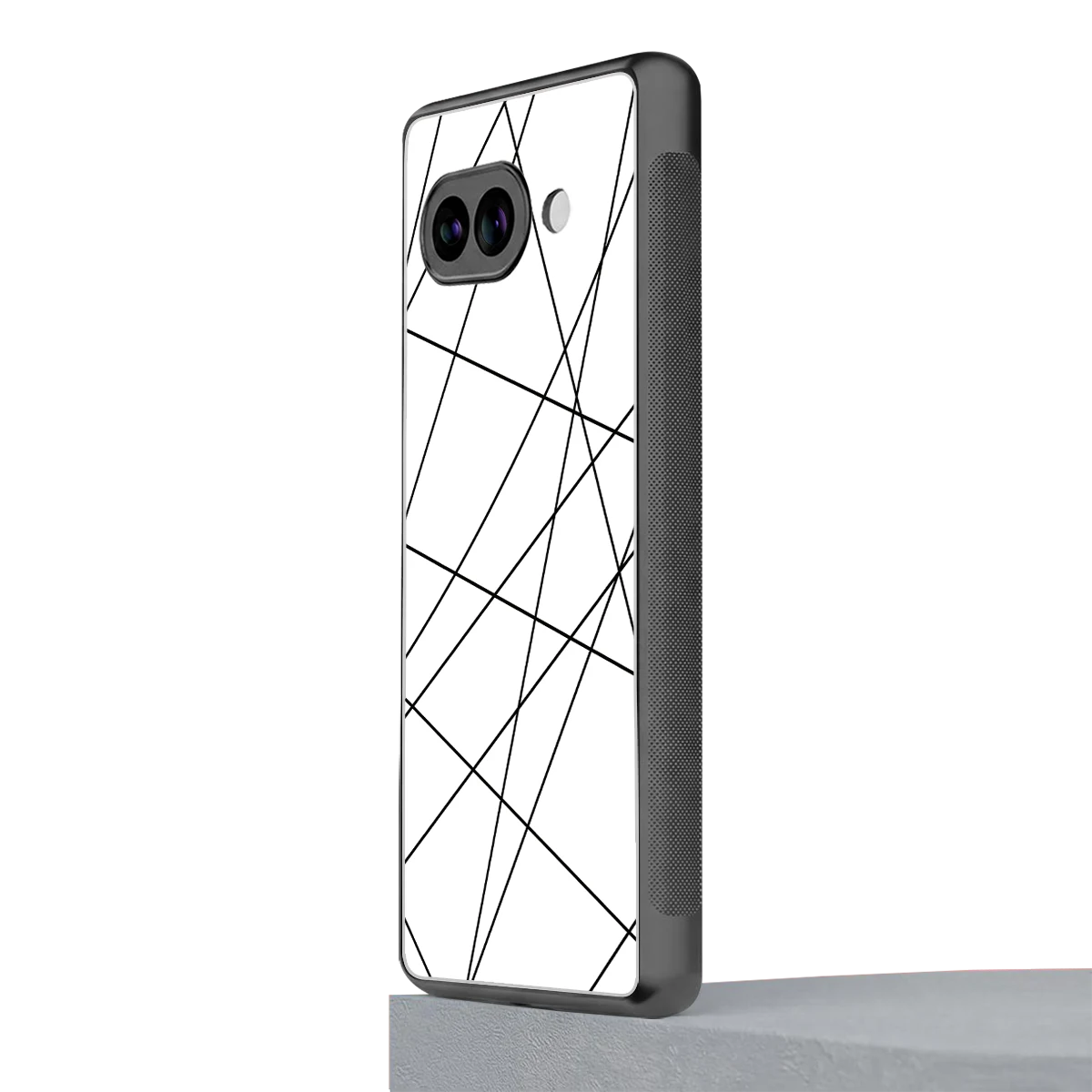 Geomatric White google pixel 9a mobile cover | shockproof glass phone case