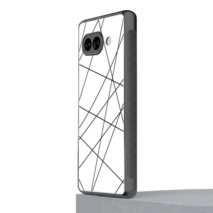 Geomatric White google pixel 9a mobile cover | shockproof glass phone case