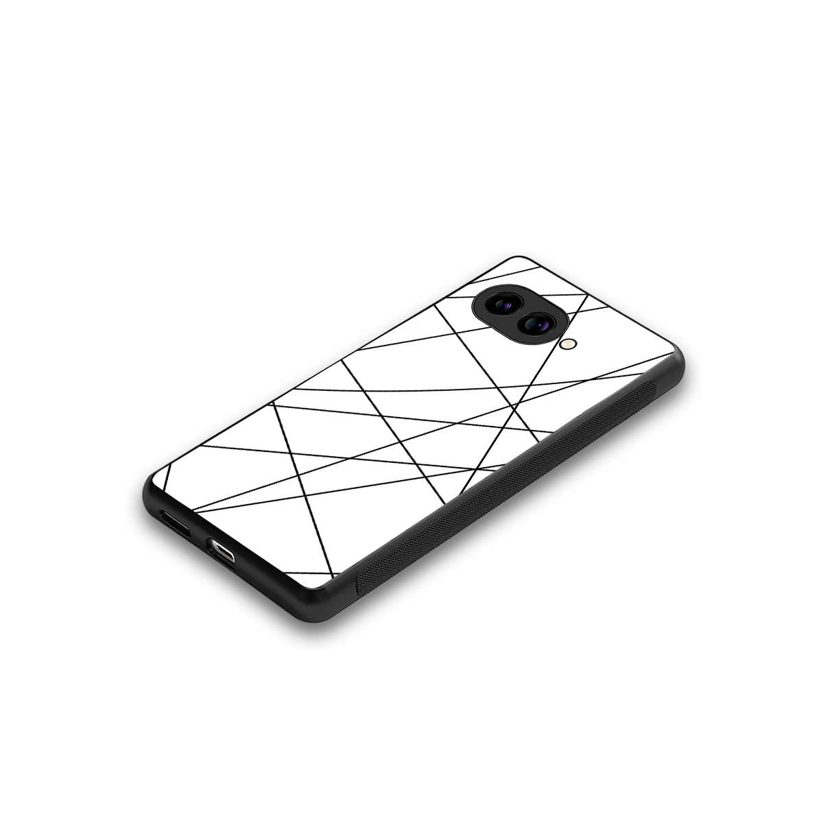 Geomatric White stylish phone case for google pixel 9a | glossy glass and slim fit