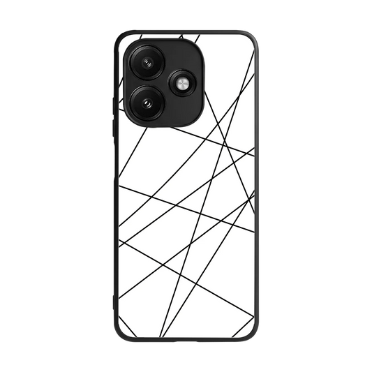 Geomatric White back phone cover | glass case for redmi 12 5g