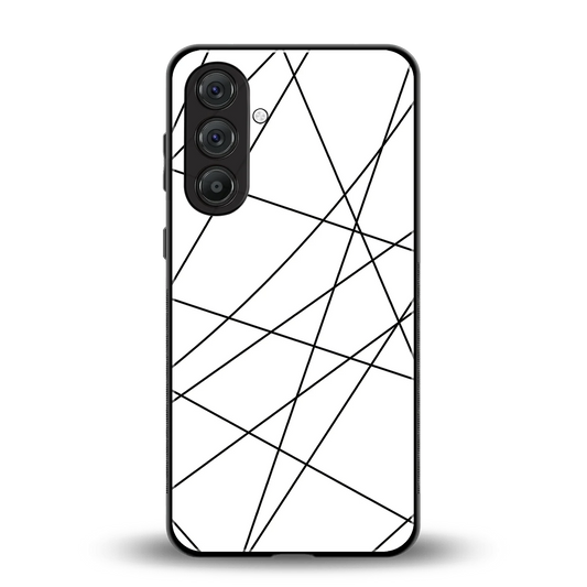 Geomatric White back phone cover | glass case for samsung galaxy m36 5g