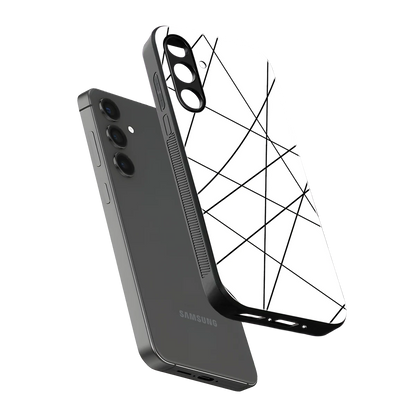 Geomatric White sleek samsung galaxy a55 5g cover with tempered glass back and TPU edges