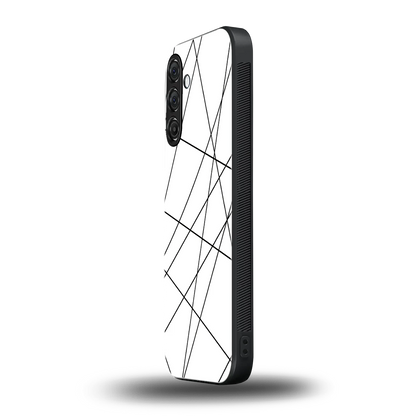 Geomatric White samsung galaxy a55 5g mobile cover | shockproof glass phone case