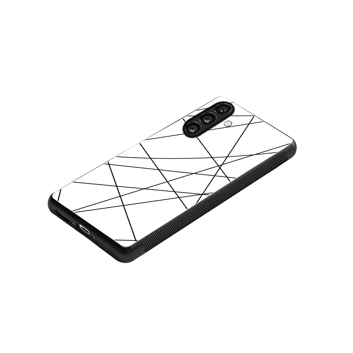 Geomatric White stylish phone case for samsung galaxy a55 5g | glossy glass and slim fit
