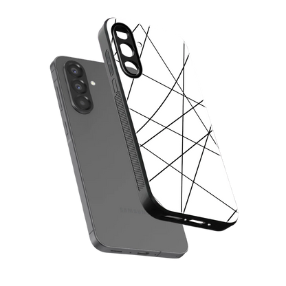 Geomatric White sleek samsung galaxy a17 5g cover with tempered glass back and TPU edges