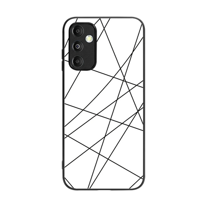 Geomatric White back phone cover | glass case for samsung galaxy m14 5g