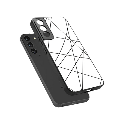 Geomatric White sleek samsung galaxy s22 cover with tempered glass back and TPU edges