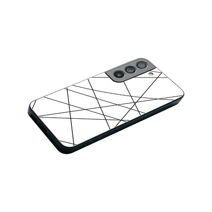 Geomatric White stylish phone case for samsung galaxy s22 | glossy glass and slim fit