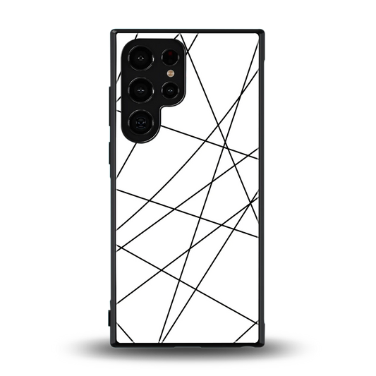 Geomatric White back phone cover | glass case for samsung galaxy s24 ultra